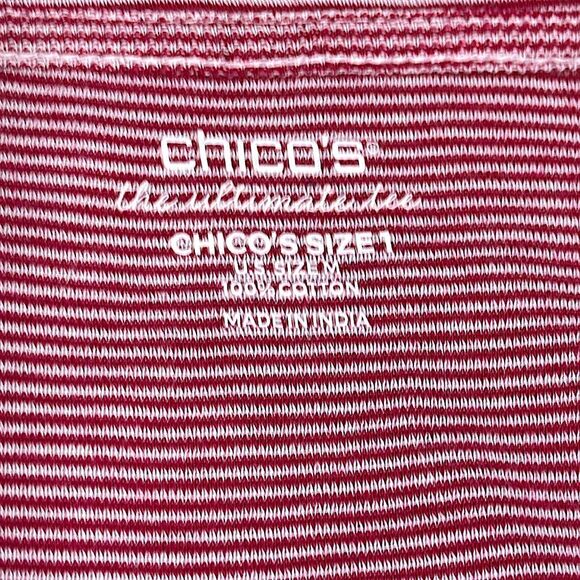 Chico's Tee Size 1 (8) Ultimate Tee Short Sleeve Cotton Striped - Picture 9 of 12